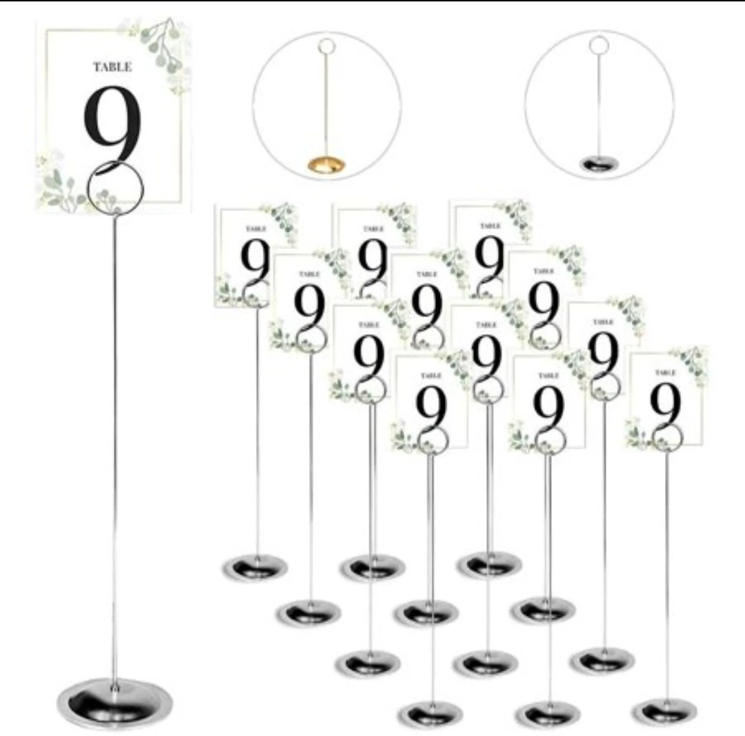 HOHIYA Silver Table Number Holders (Set of 12)