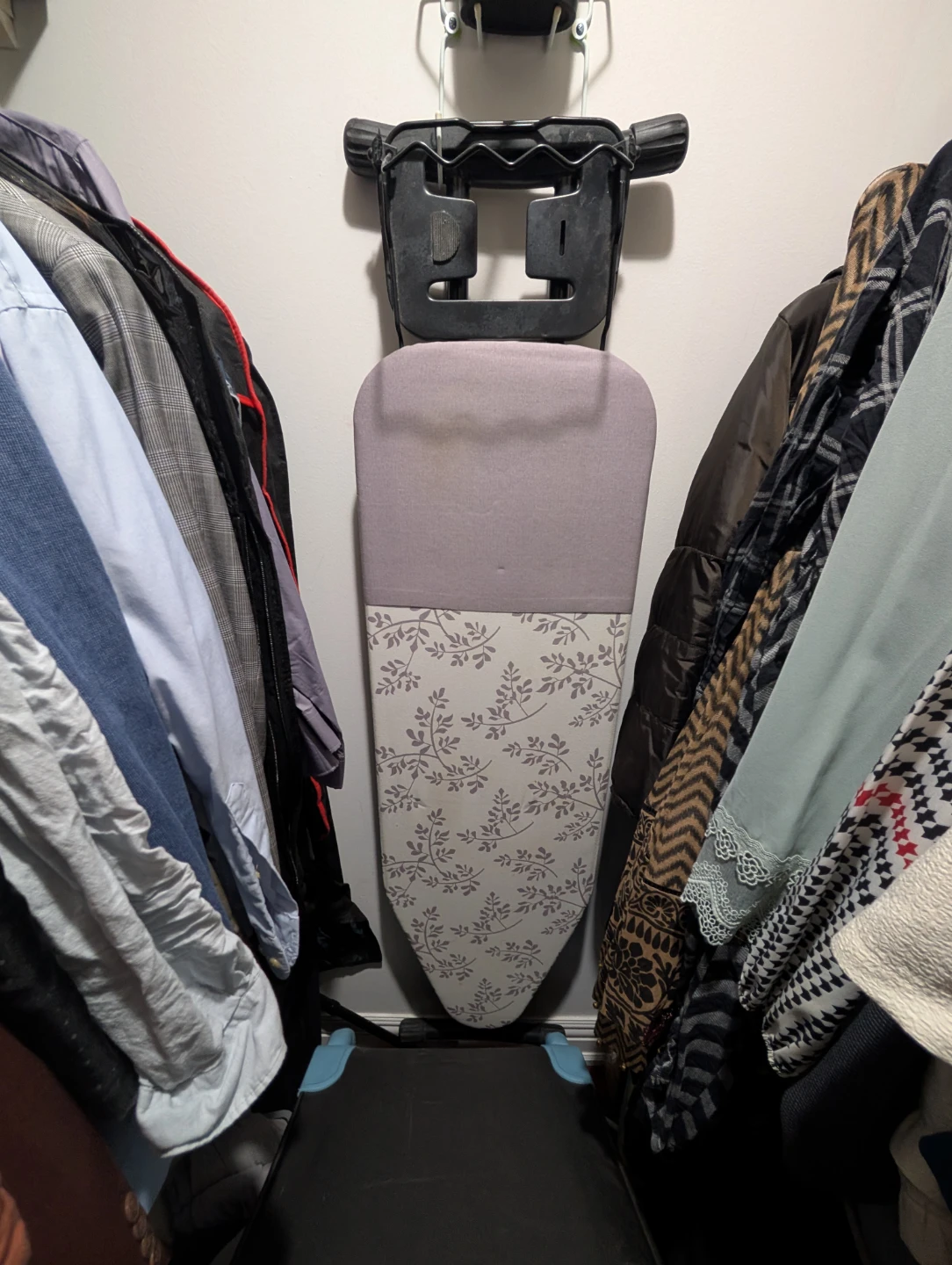 Wall-mounted Ironing Board with iron rest