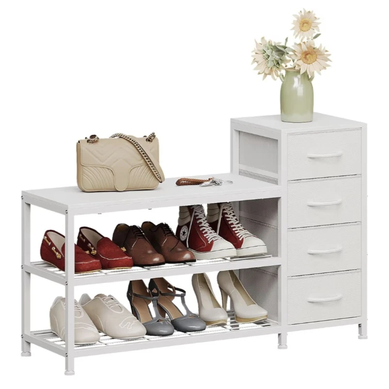 Shoe storage with 4 fabric drawers