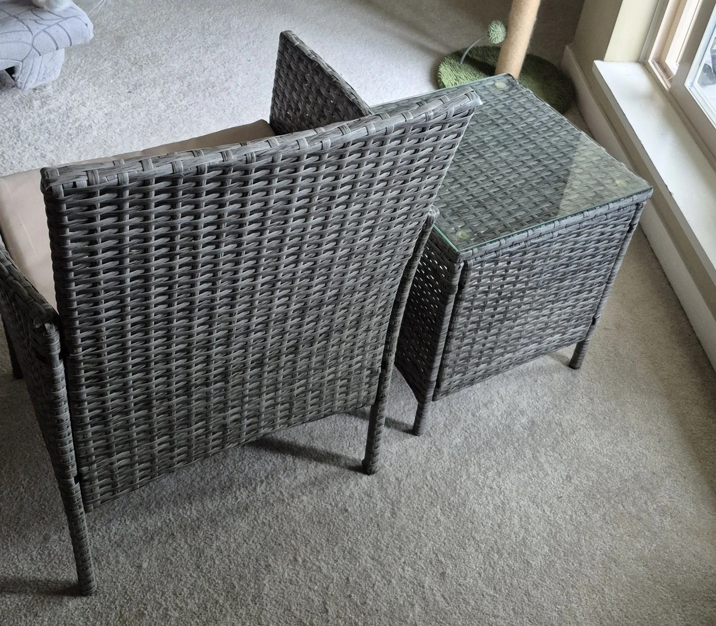 Grey Wicker Patio Chair and Side Table Set - photo 3
