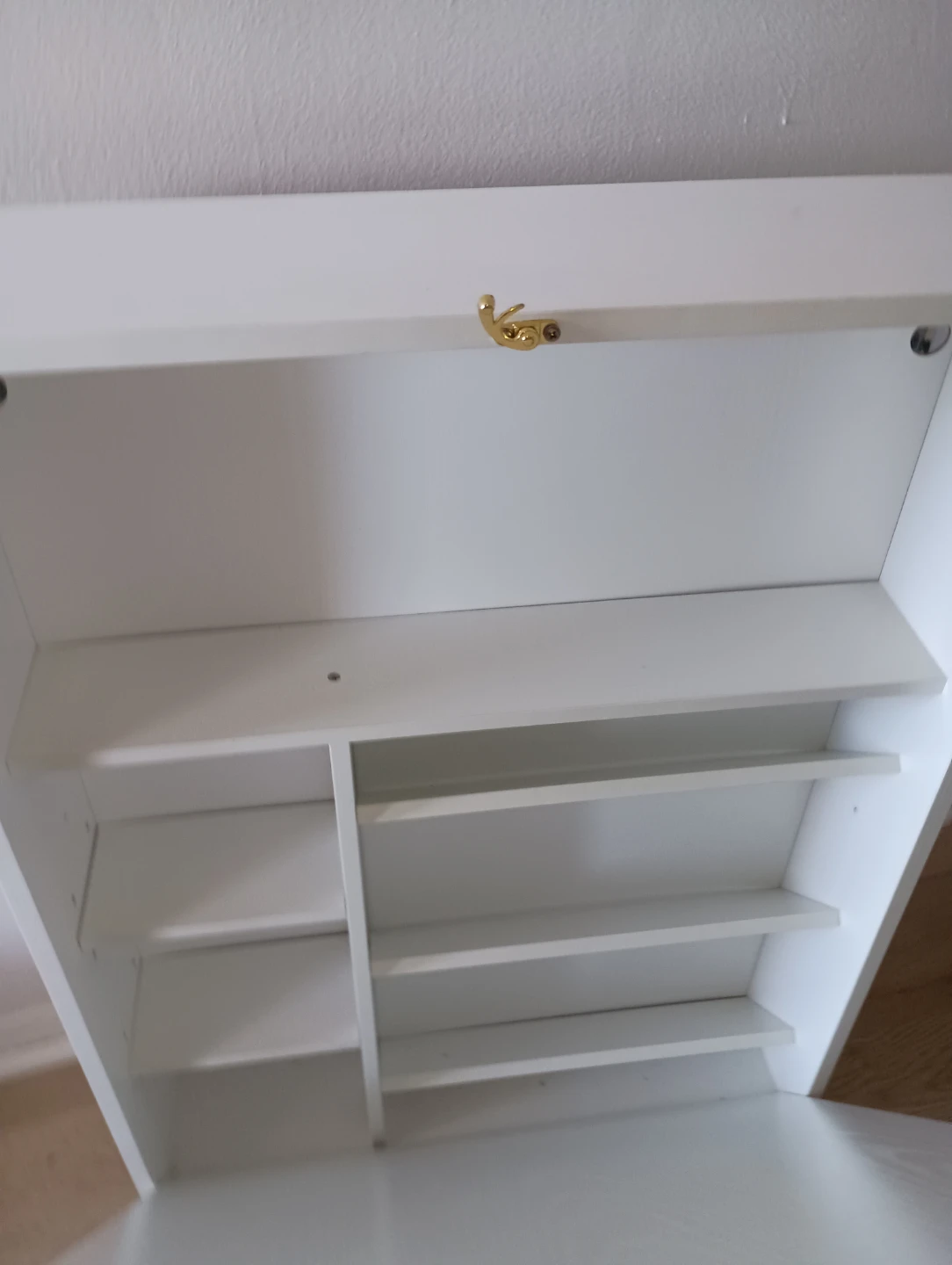 White Wall-Mounted Fold-Down Desk with Shelves - photo 3