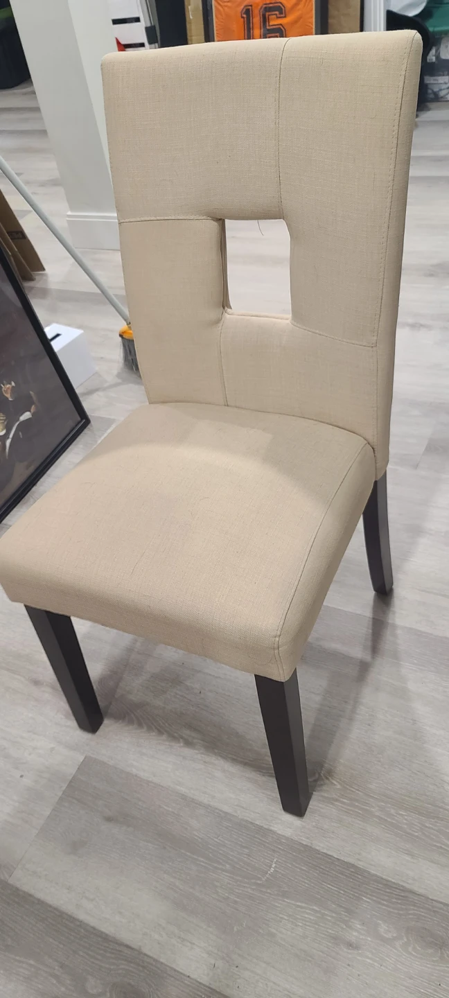 6 Beige Upholstered Dining Chair with Cutout Back - photo 4