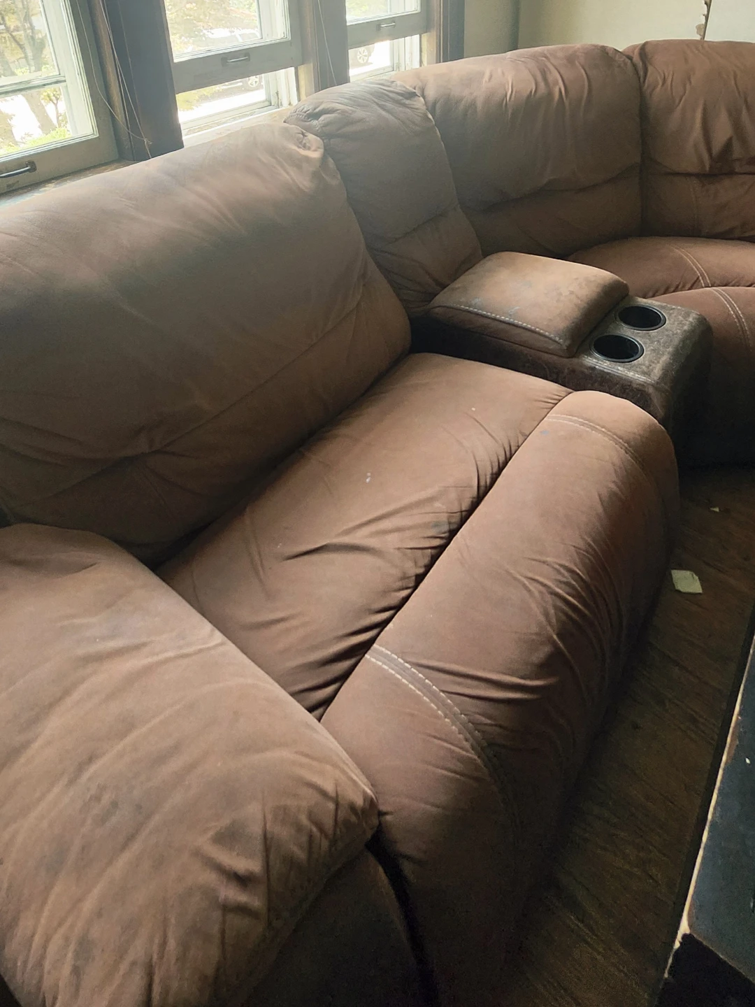 Brown Sectional Couch with Recliner