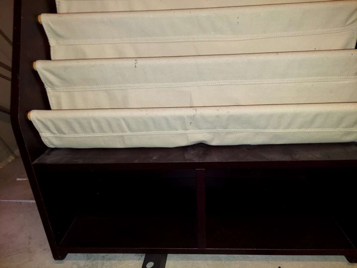 Wooden Bookshelf with Fabric Shelves - photo 3