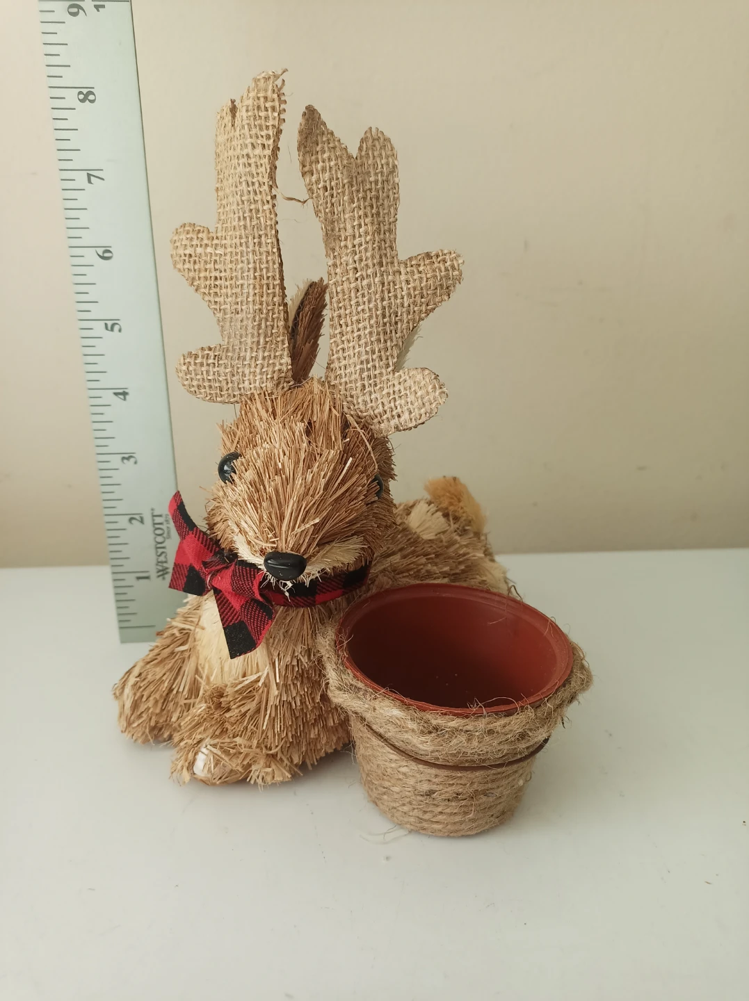 Burlap Reindeer Planter with Pot
