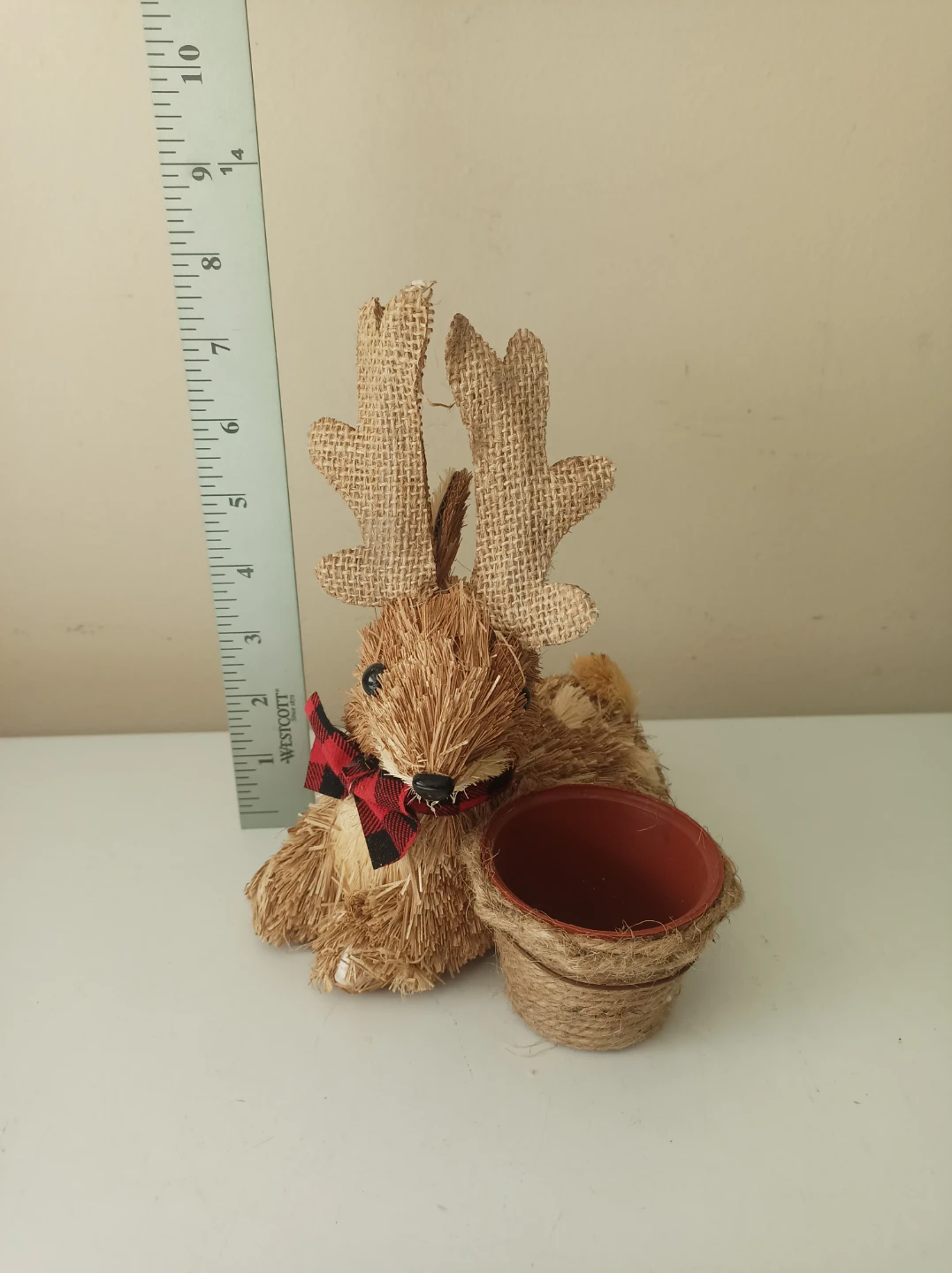 Burlap Reindeer Planter with Pot - photo 2