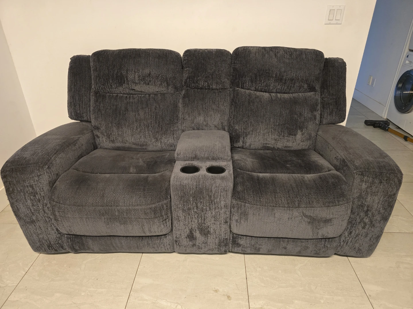 Atlantis 79" Fabric Power Reclining Loveseat - Dark Grey