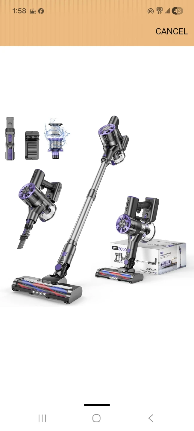 Cordless Vacuum Cleaner- V12 2600PA