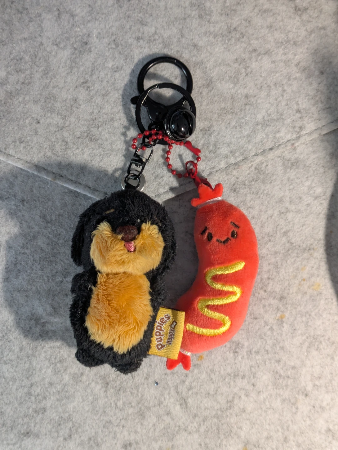 Weiner Dog and Hot Dog Plush Keychain