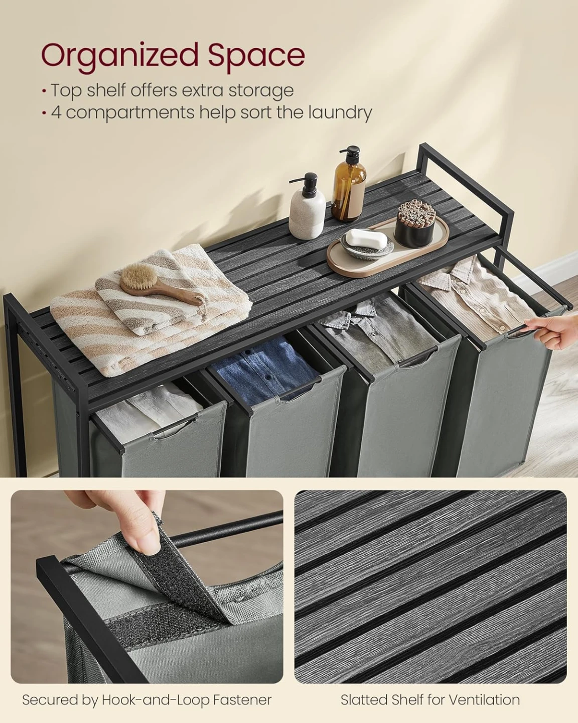 VASAGLE Laundry Hamper, Laundry Basket, Laundry Sorter - photo 5