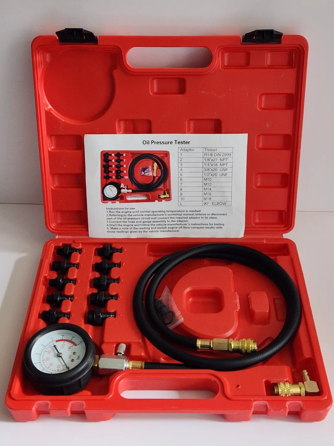 Damian Oil Pressure Diagnostic Tester 13 pc. Tool Set