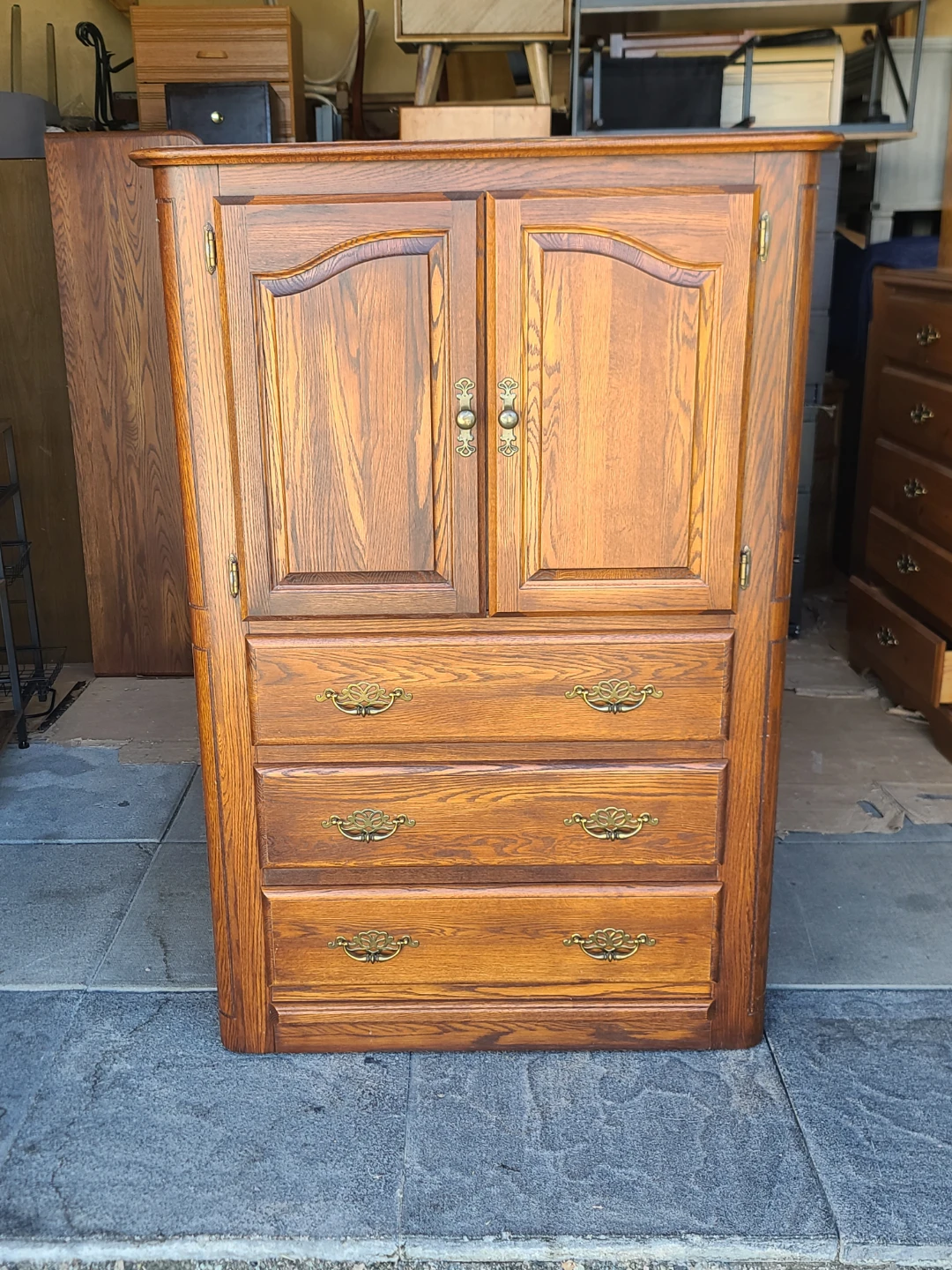 Solid Wood Armoire with Drawers