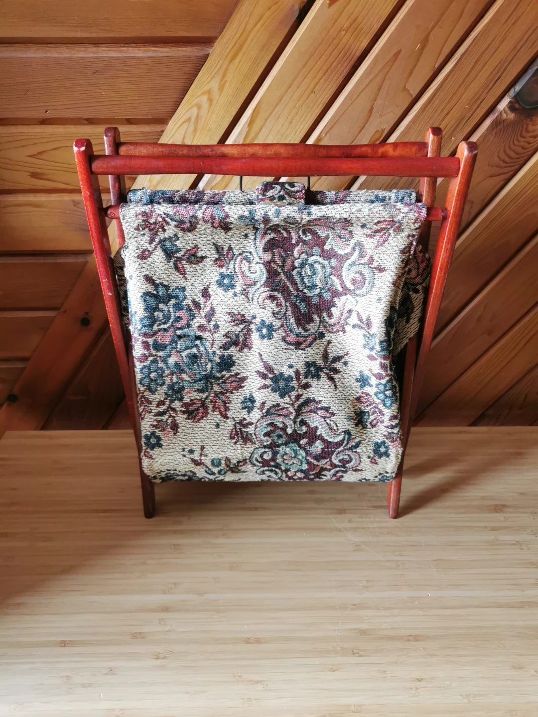 Vintage Floral Fabric Magazine Rack Folding - photo 2