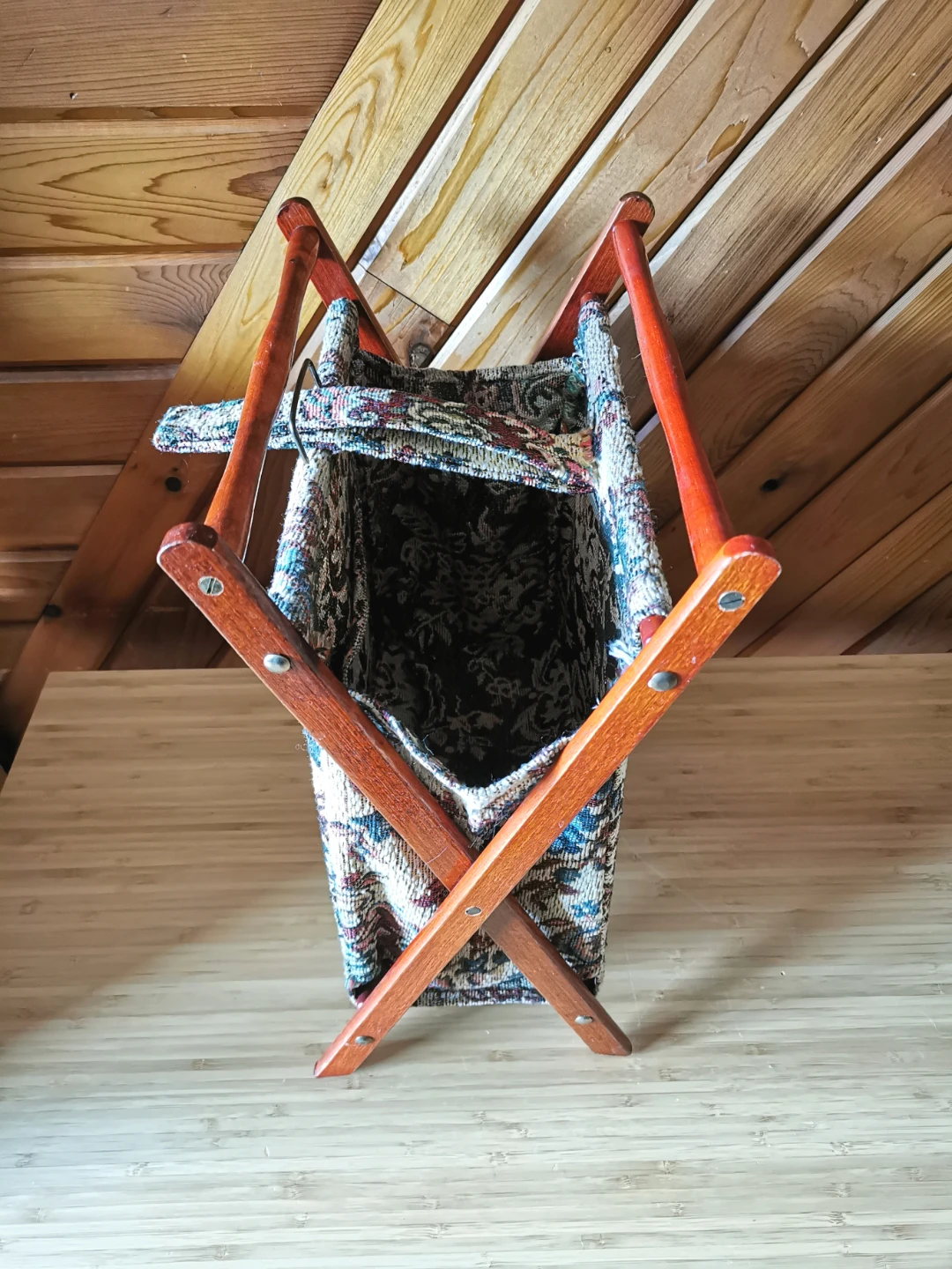 Vintage Floral Fabric Magazine Rack Folding - photo 4