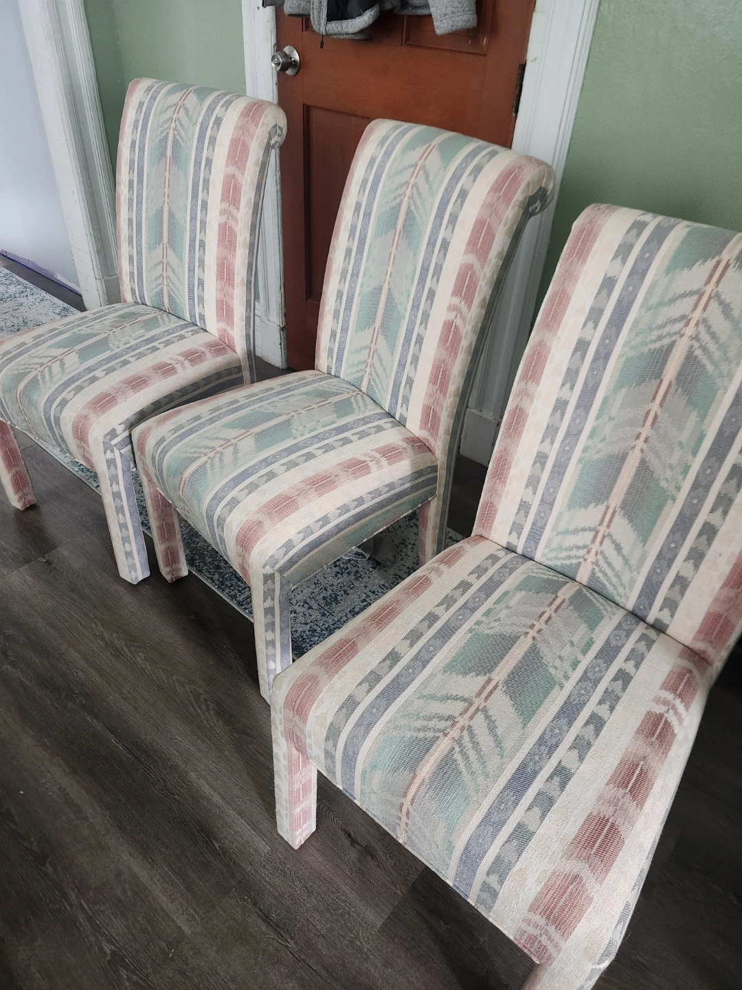 Striped Upholstered Dining Chair - photo 3