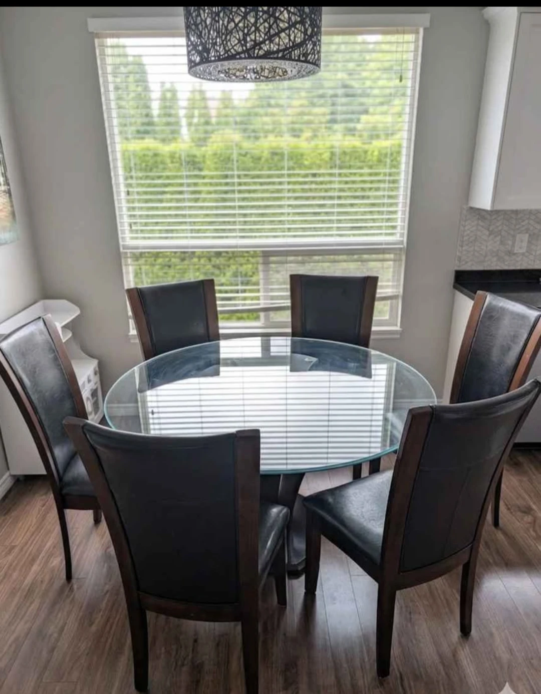 Glass Top Dining Table with 6 Chairs