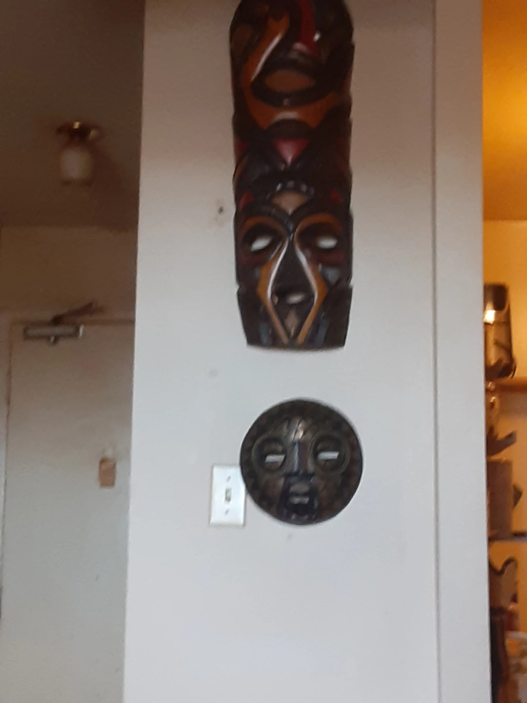 Hand-Carved Wooden African Mask Wall Decor