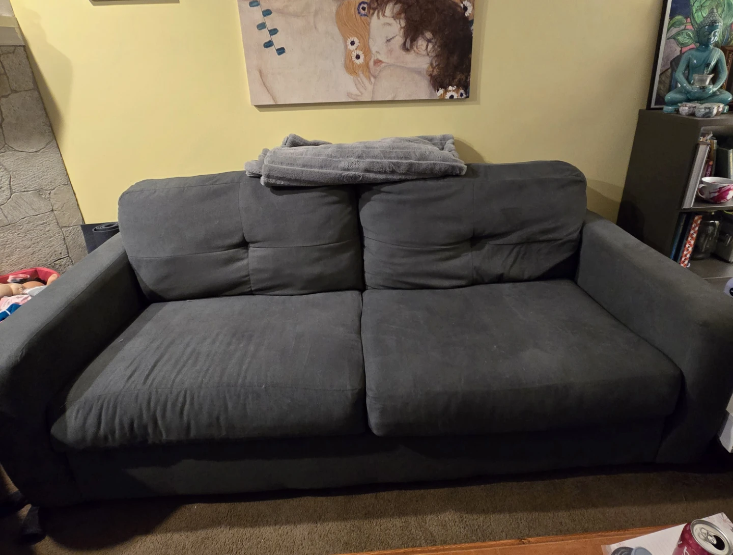 Grey loveseat and sofa
