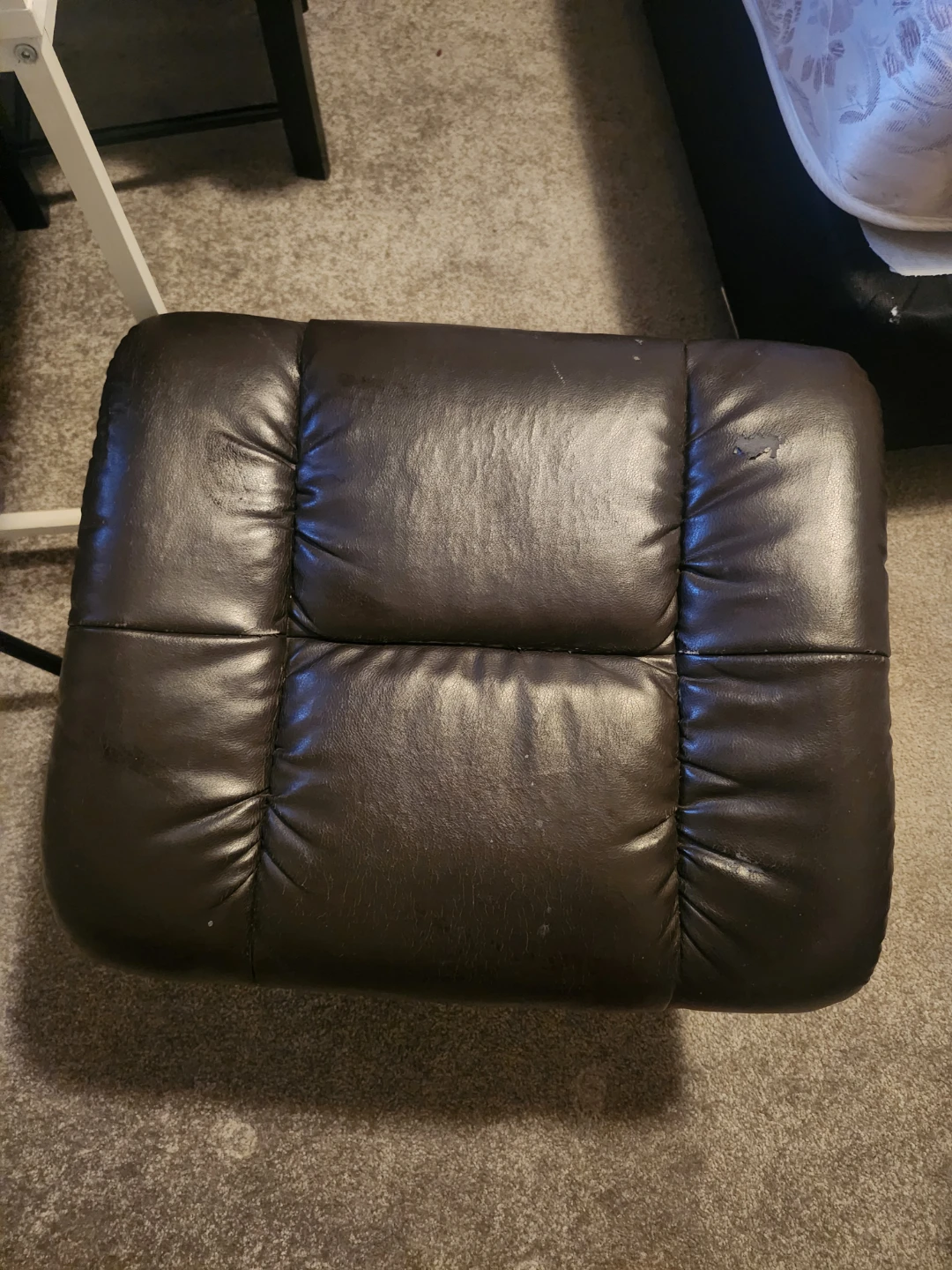 Brown Faux Leather Storage Ottoman - photo 2