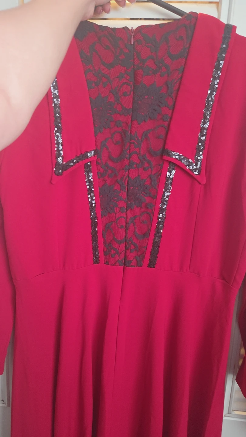 Women's Red Lace Accent Dress