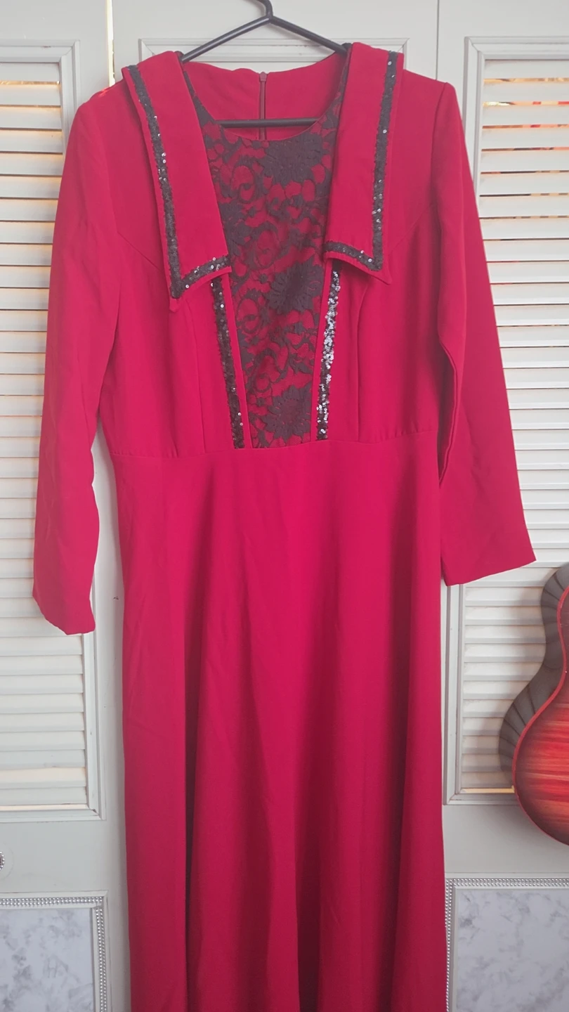 Women's Red Lace Accent Dress - photo 2