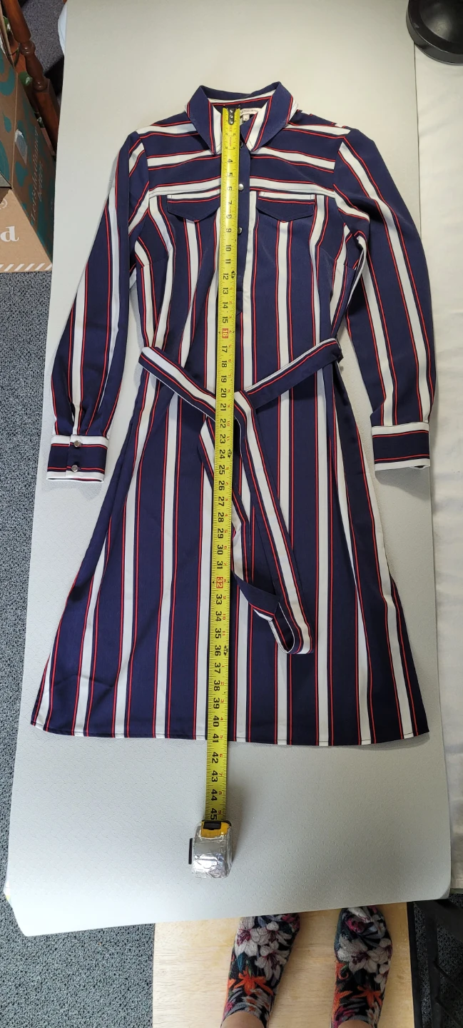 M&S Striped Shirt Dress Navy Mix Size UK 10 - photo 2
