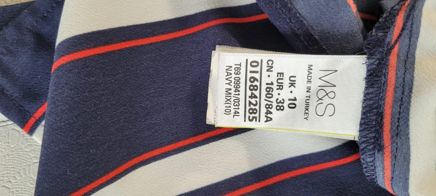 M&S Striped Shirt Dress Navy Mix Size UK 10 - photo 3