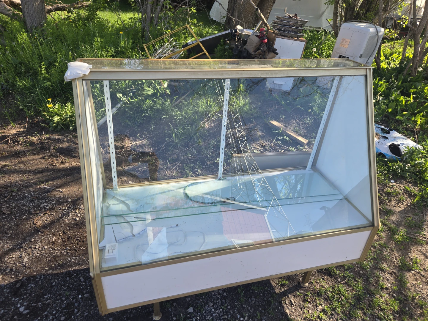 Glass Display Case with Gold Trim