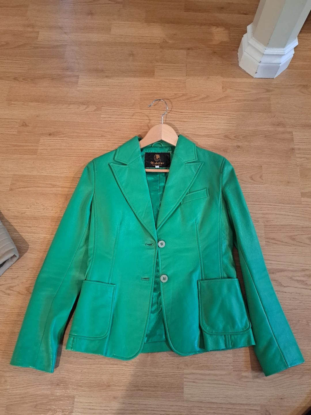 Niki A. Green Leather Blazer