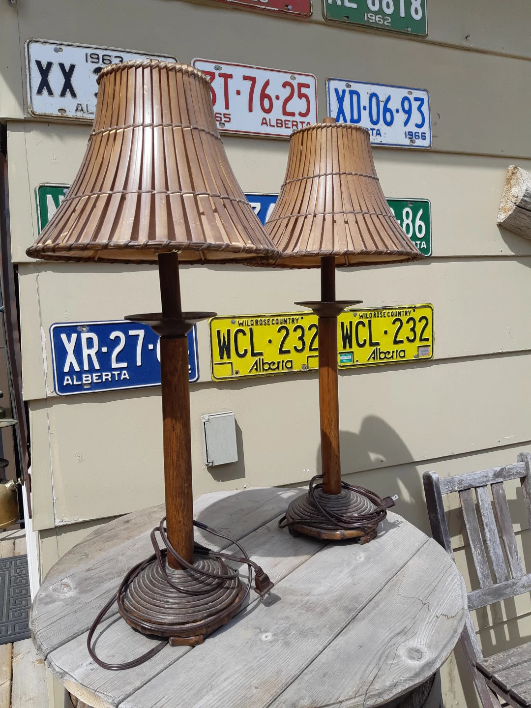 Vintage Papila Designs Tiki-style tropical table lamps