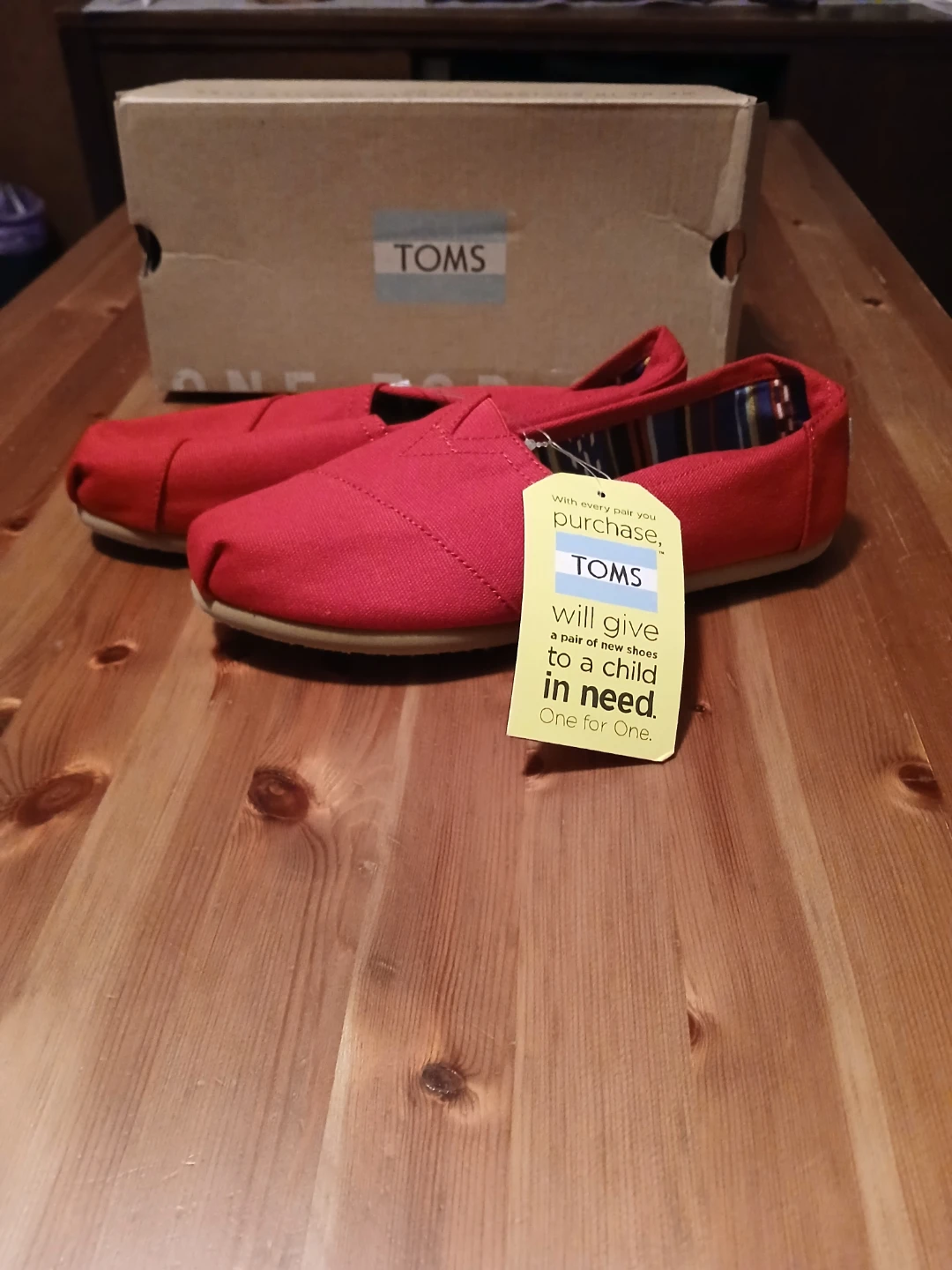 Red TOMS Shoes with Box