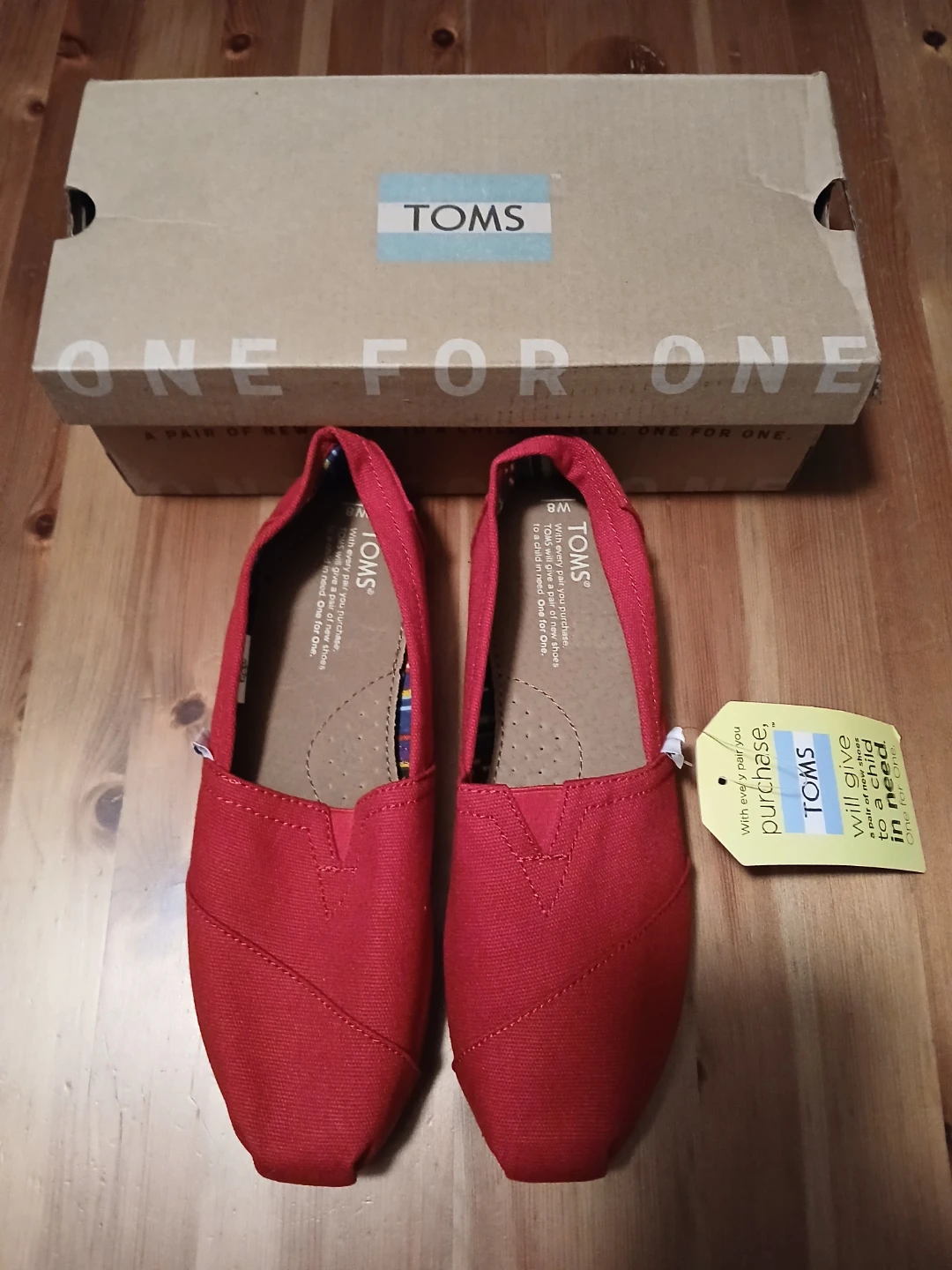 Red TOMS Shoes with Box - photo 3