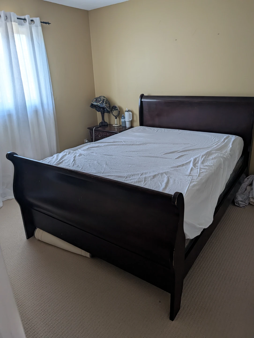 Dark Brown Sleigh Bed Frame -Queen size
