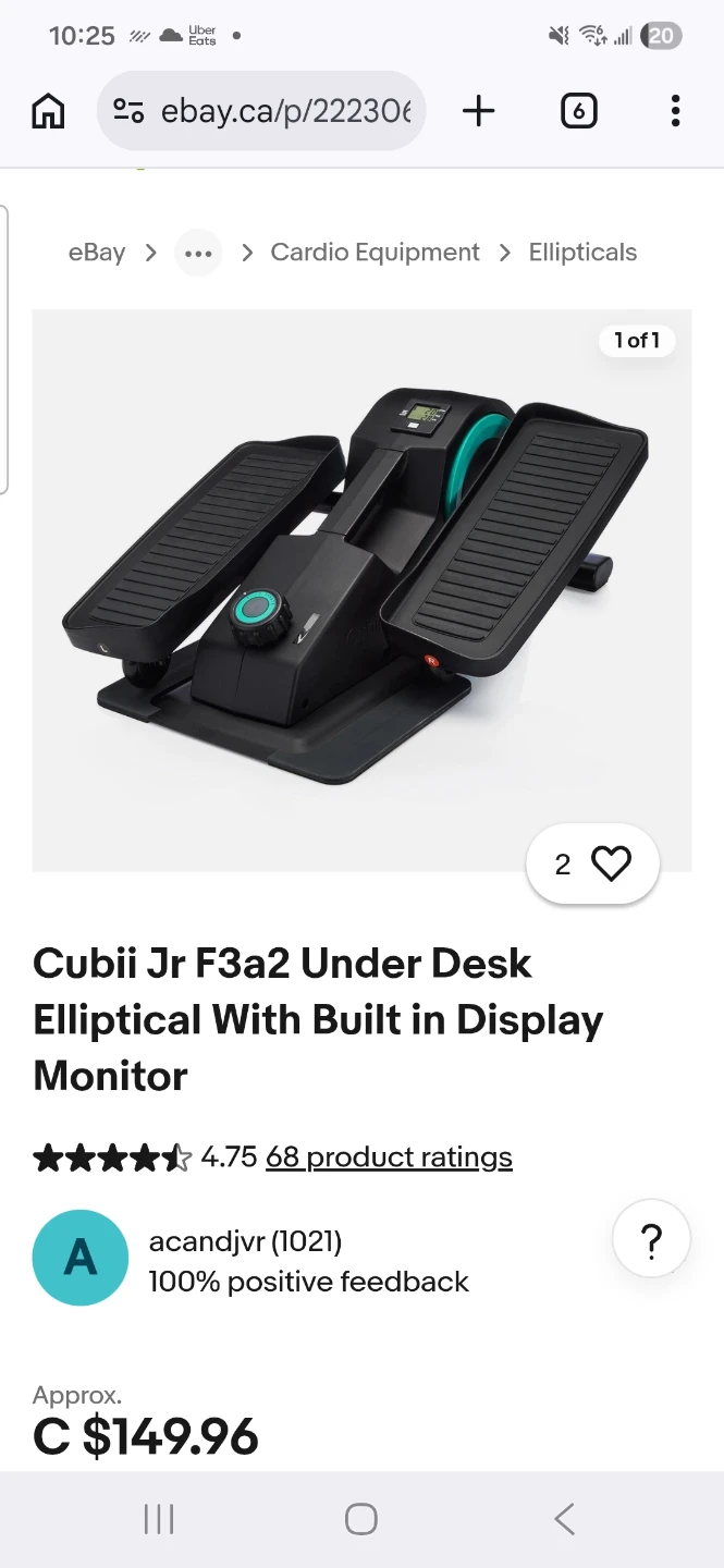 Cubii Jr F3a2 Under Desk Elliptical