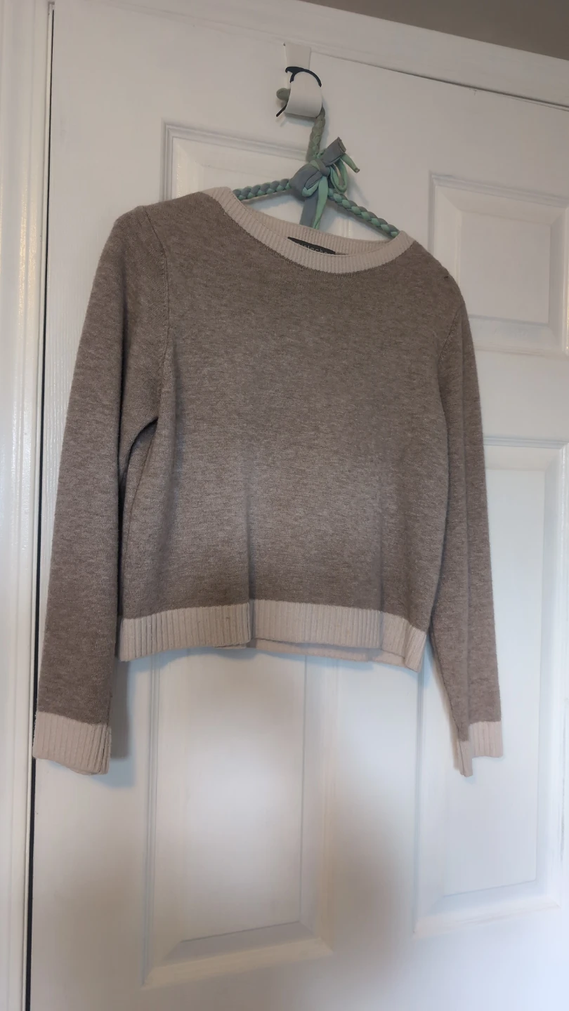 Pistache Beige and Cream Crew Neck Sweater