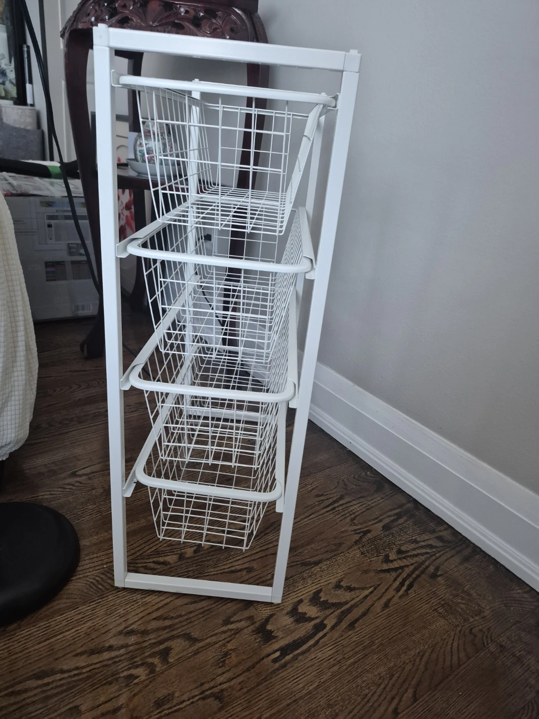 White 4-Tier Wire Basket Storage Unit - photo 2
