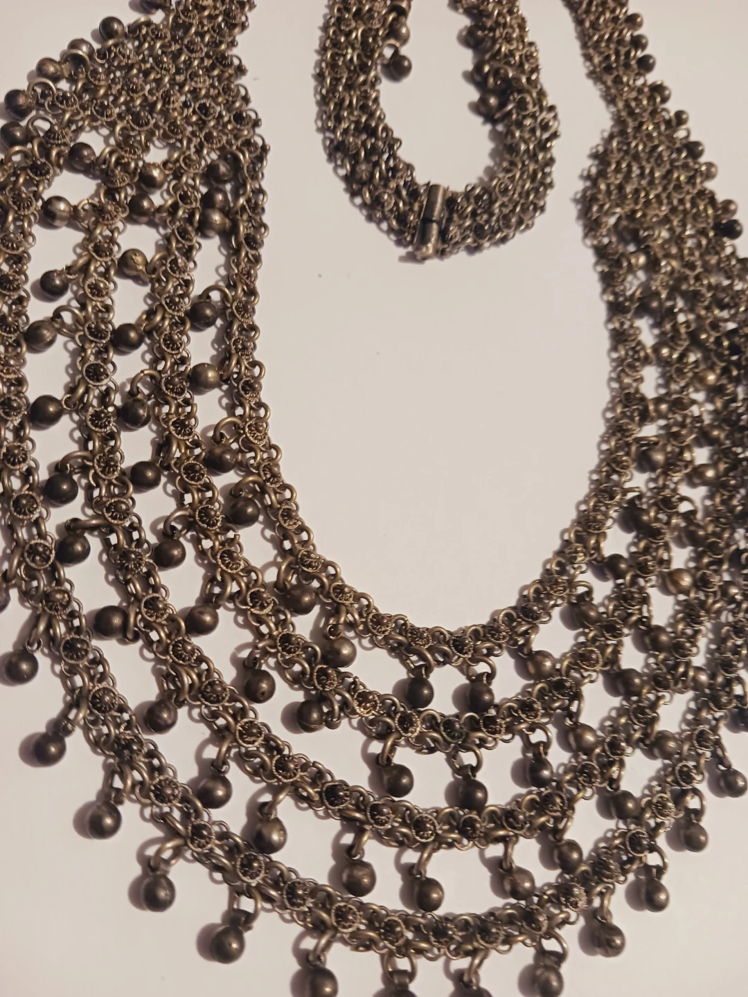 Ethnic Ghungroo Indian Silver Layered Bib Necklace - photo 5