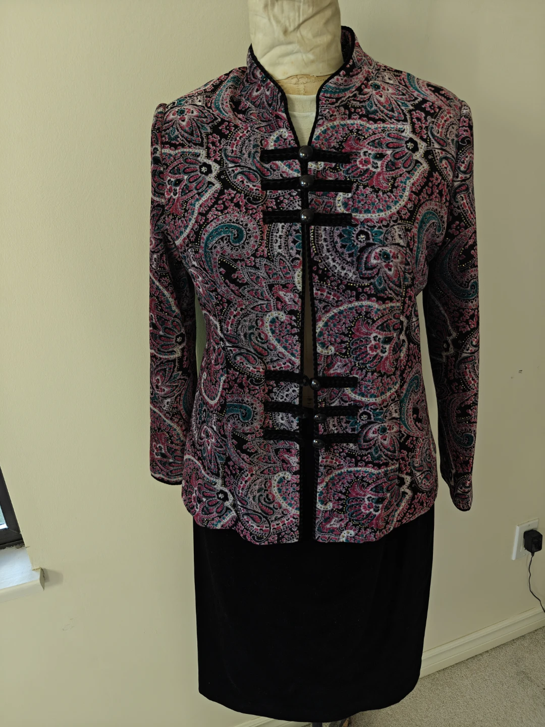 Women's Paisley Print Mandarin Collar Jacket - photo 4