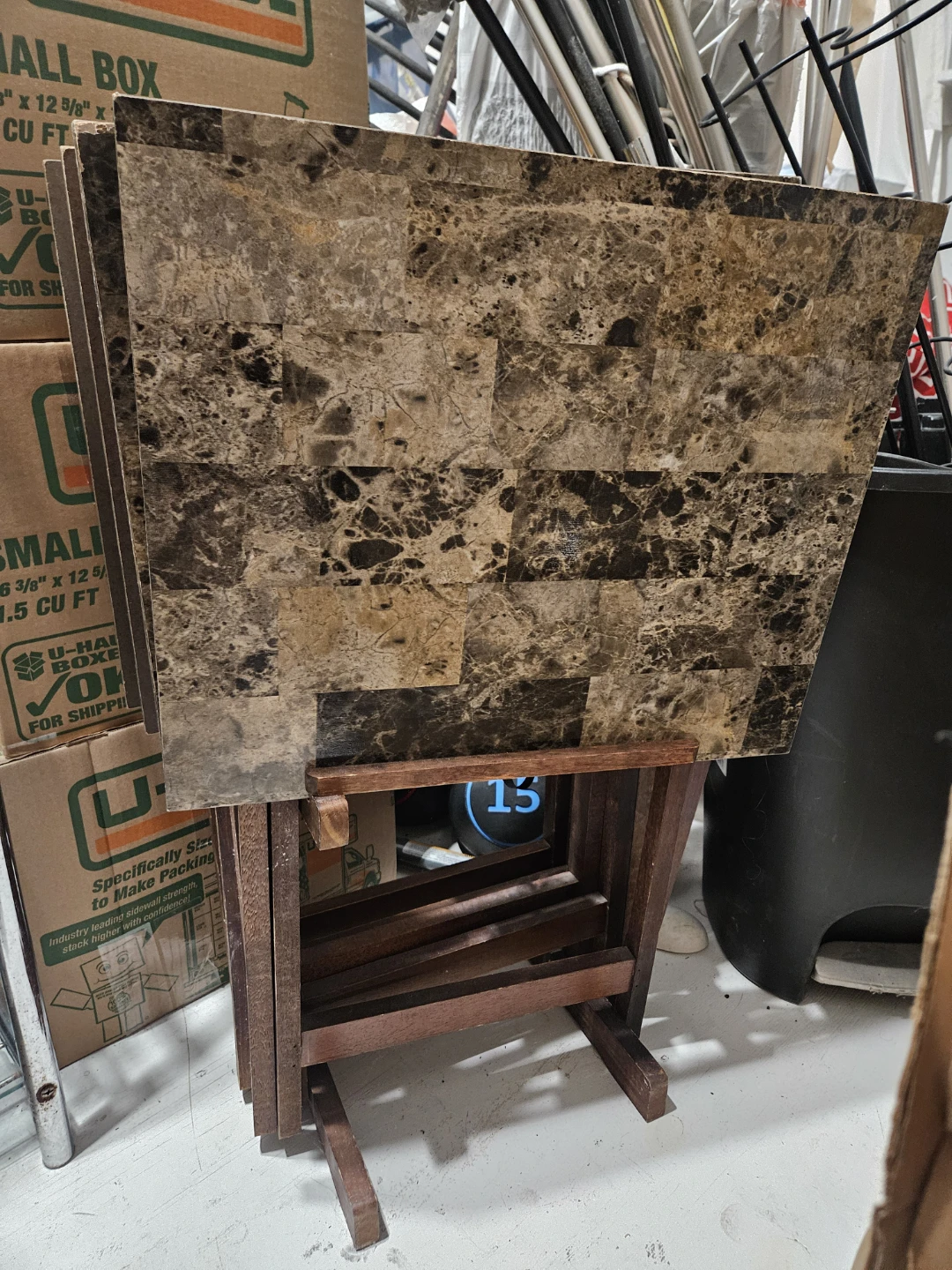 Folding Tray Table Marble Top