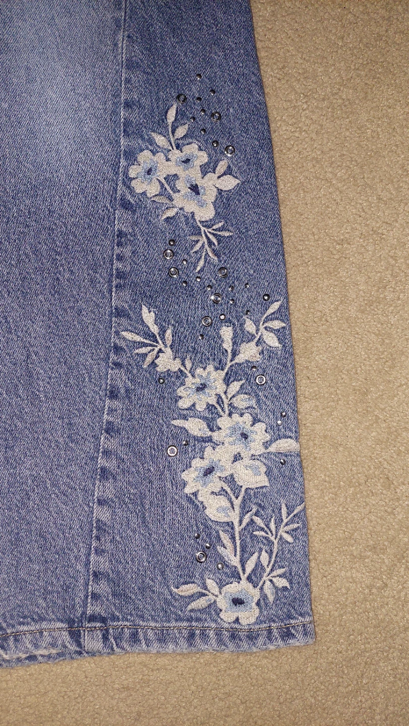 Cotton On High Rise Wide Leg Jeans with Floral Embroidery - photo 4