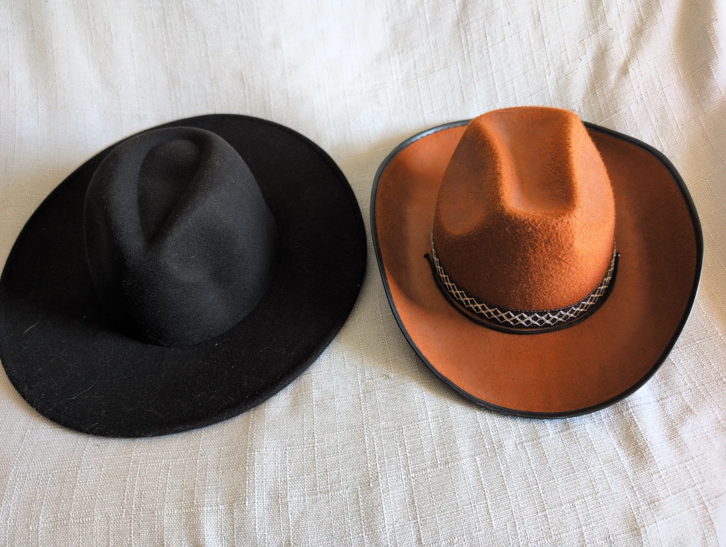 Two Cowboy Hats - Black and Brown