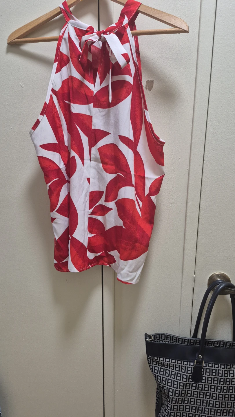 Red and White Floral Halter Top
