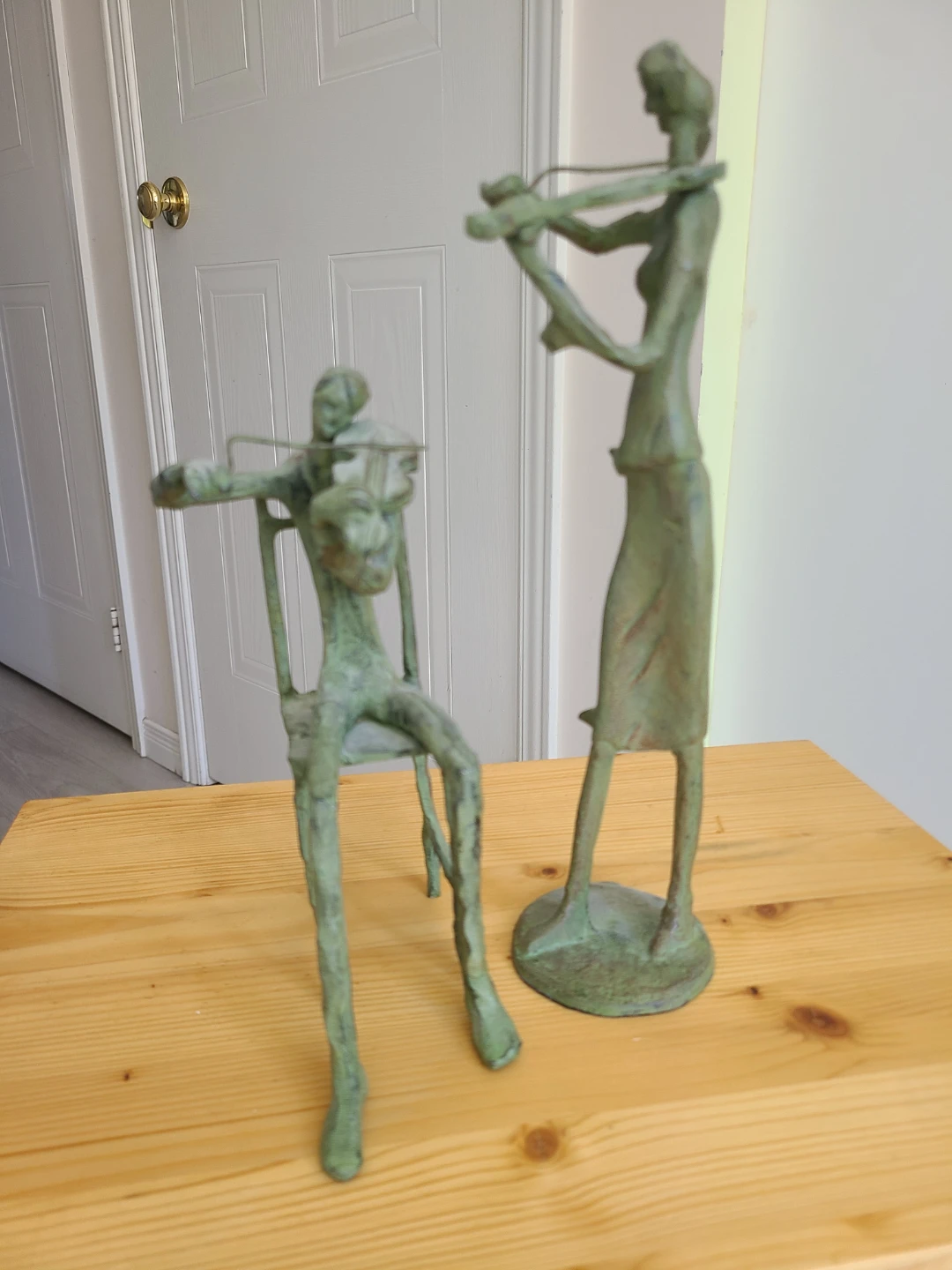 Bronze-toned Violinist Figurines