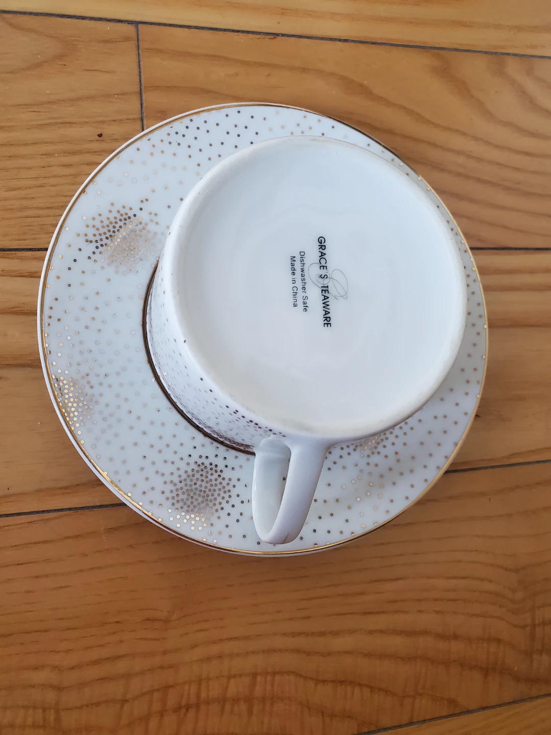 Cute gold speckled teacup and saucer - photo 3