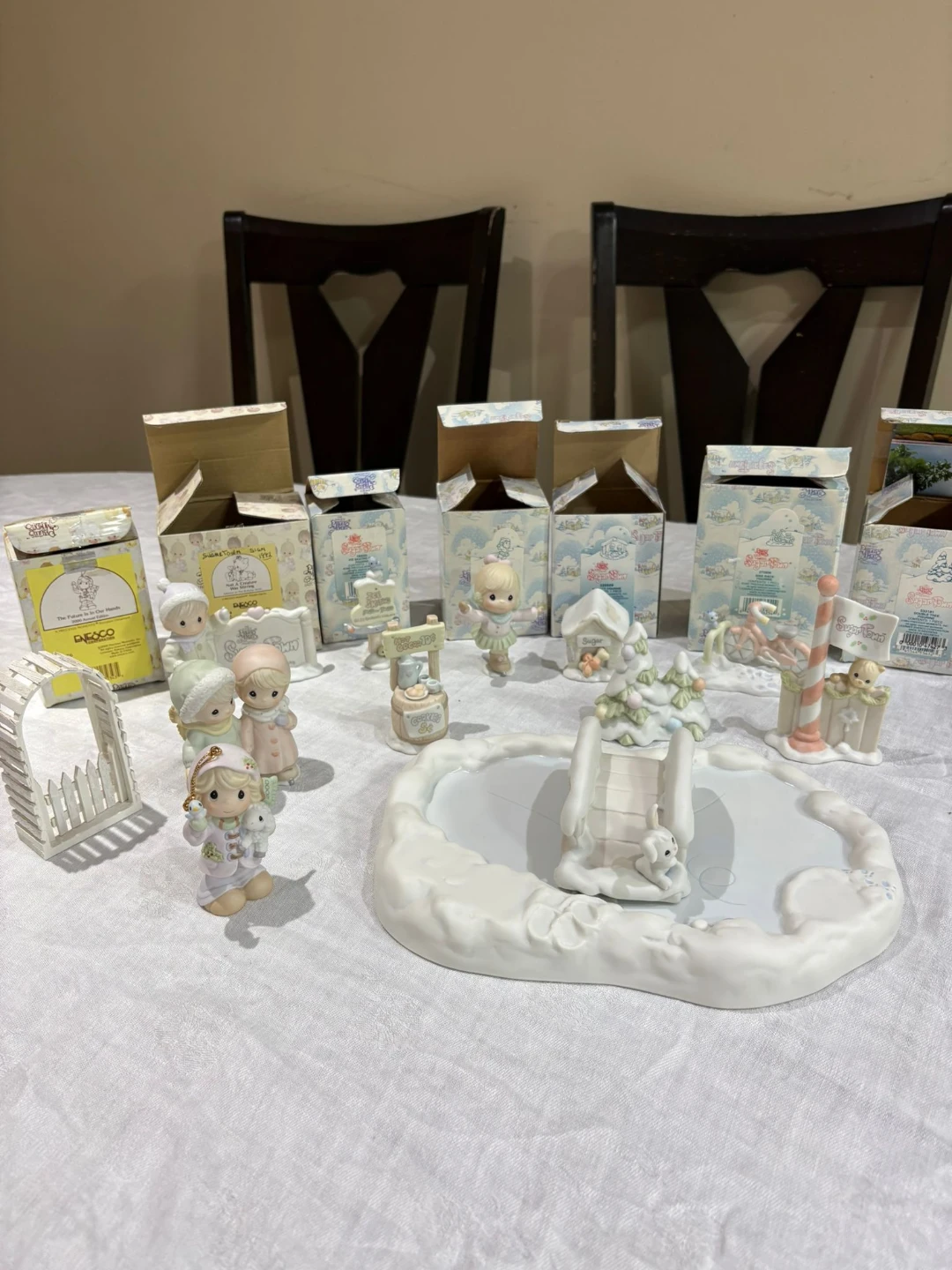 Precious Moments Figurines Lot with Village Pieces