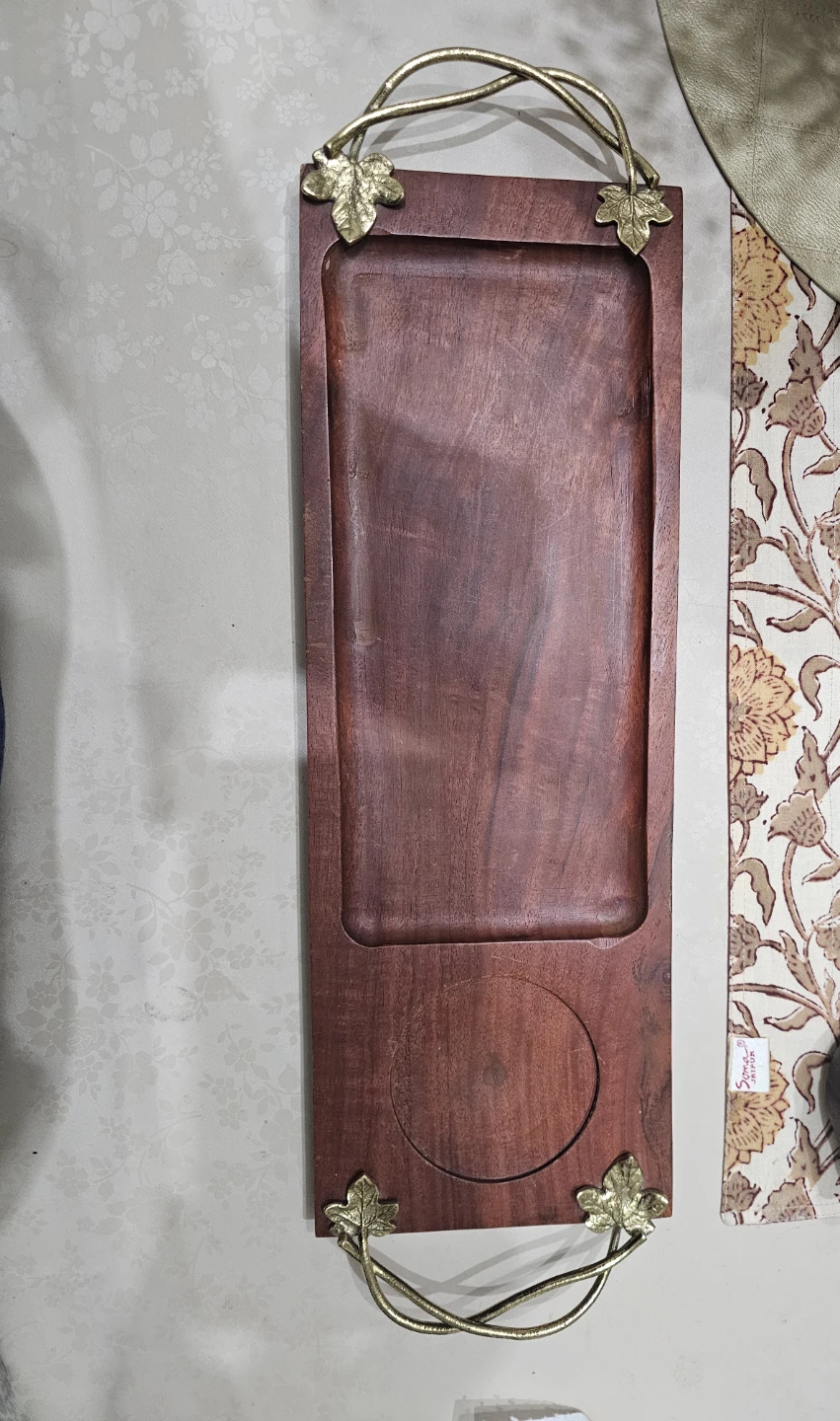 Wooden Serving Tray with Handles - photo 3
