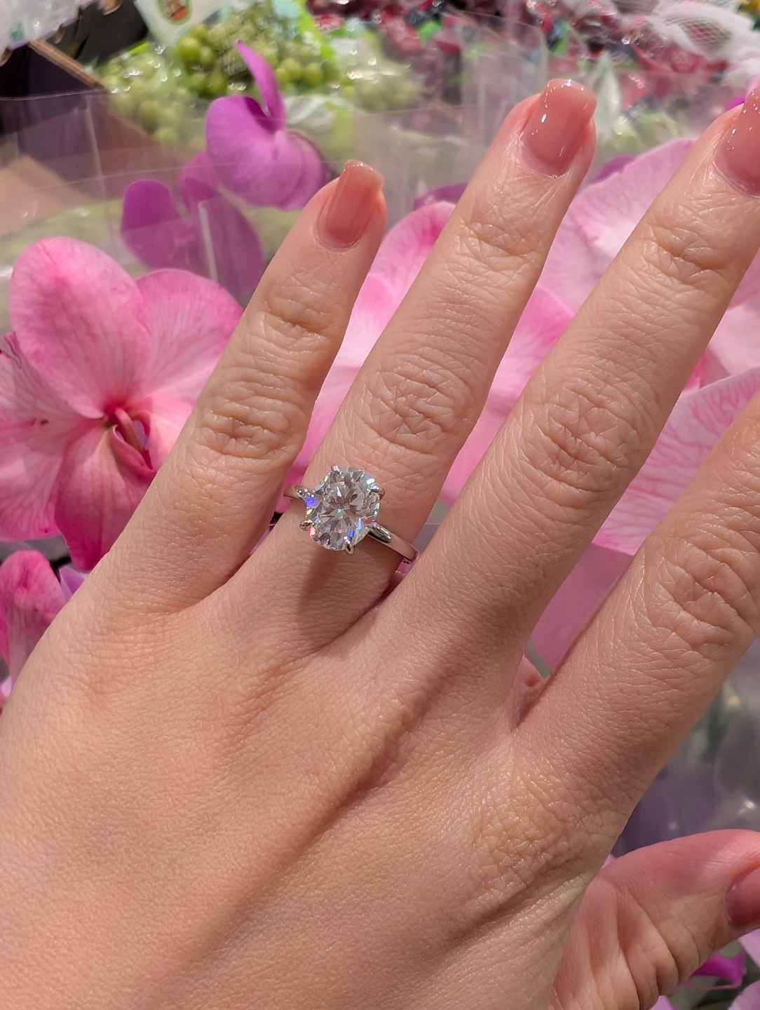 3ct Oval Cut Moissanite Engagement Ring - photo 2
