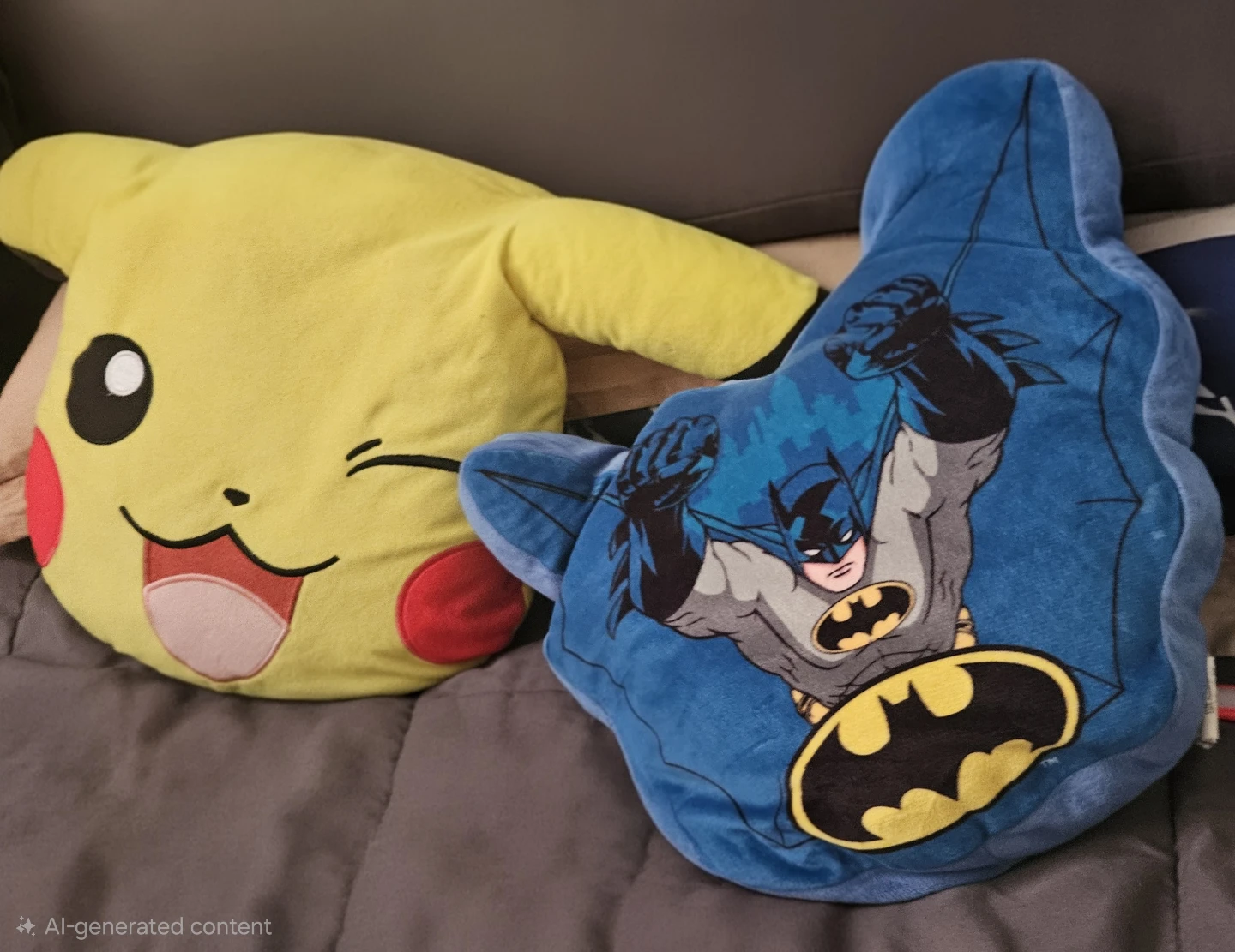 Pikachu and Batman Plush Pillows