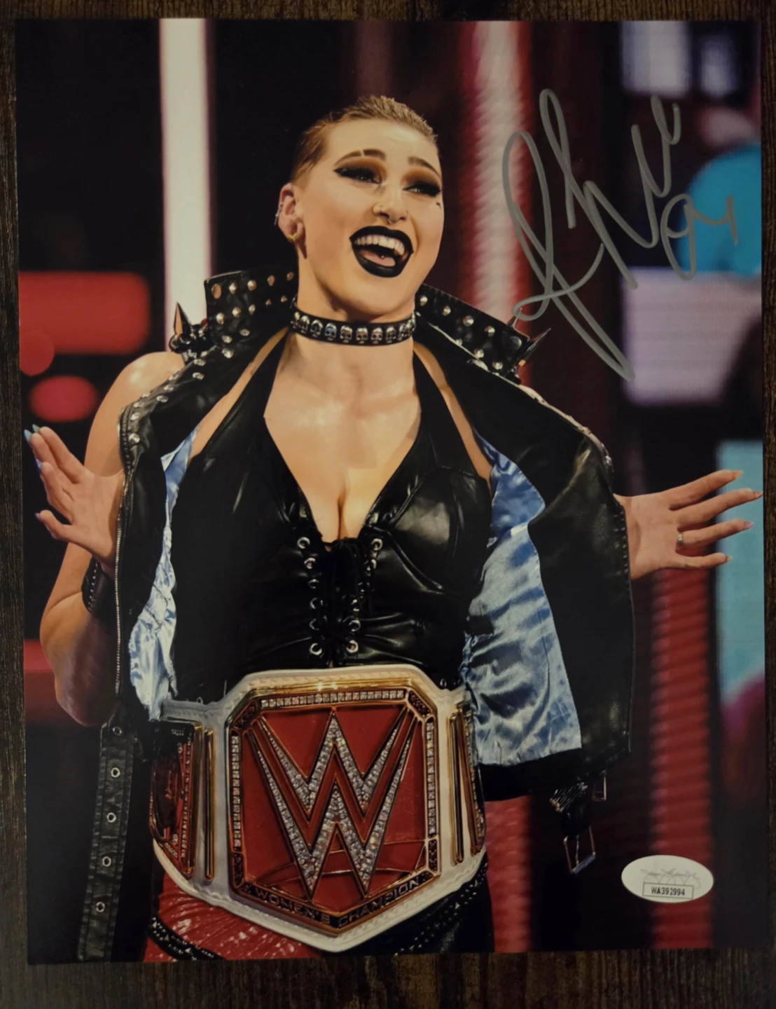 Rhea Ripley Autographed WWE Championship Photo