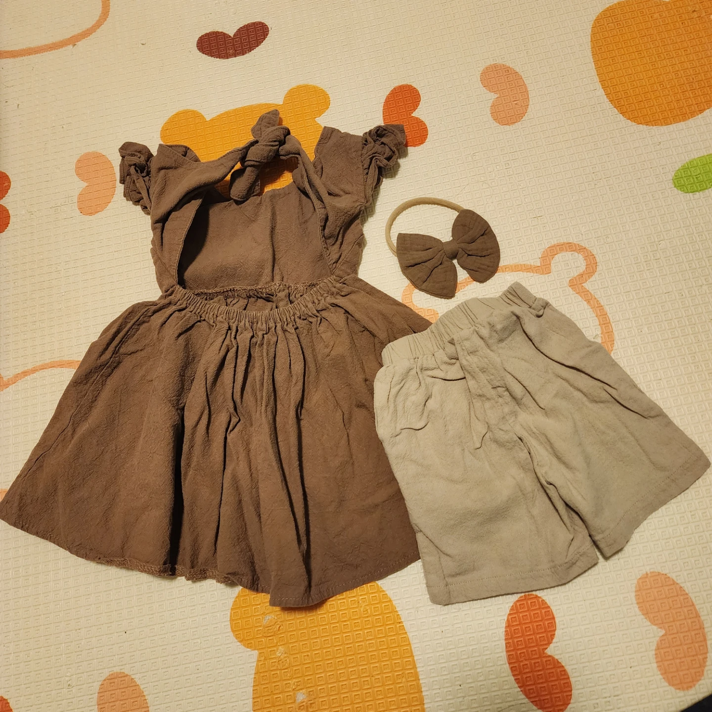 Kids Dress, Shorts & Headband Set - Brown - photo 2